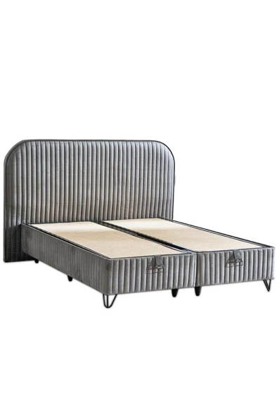Line Visco Lüks Baza ve Başlık Seti 150x200 cm Çift Kişilik Baza ve Başlık Takımı Koyu Gri Babyface