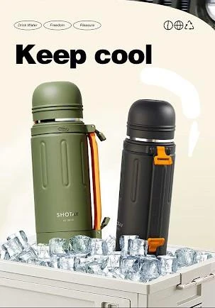 Shotay Durable Çelik Termos Matara 1500Ml Siyah - 6