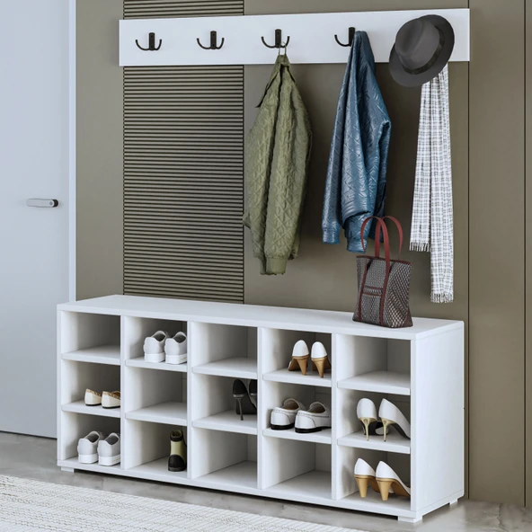 AY001 Talu Askılı Ayakkabılık, Çok Raflı Ayakkabılık Beyaz - 2