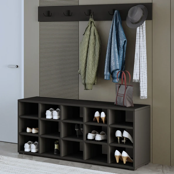 AY001 Talu Askılı Ayakkabılık, Çok Raflı Ayakkabılık Antrasit - 2