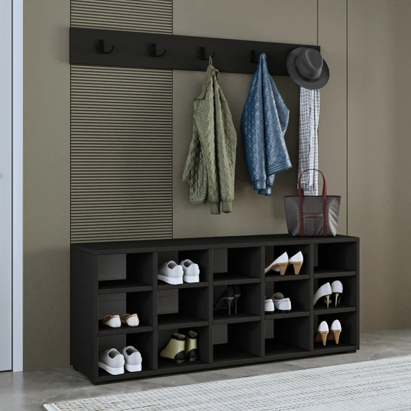 AY001 Talu Askılı Ayakkabılık, Çok Raflı Ayakkabılık Antrasit - 3