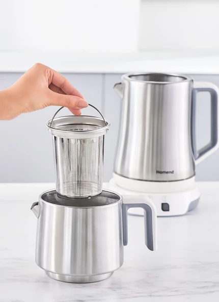 Homend Royaltea Elegant 1775H 1800 W Inox Beyaz Konuşan Çay Makinesi - 3