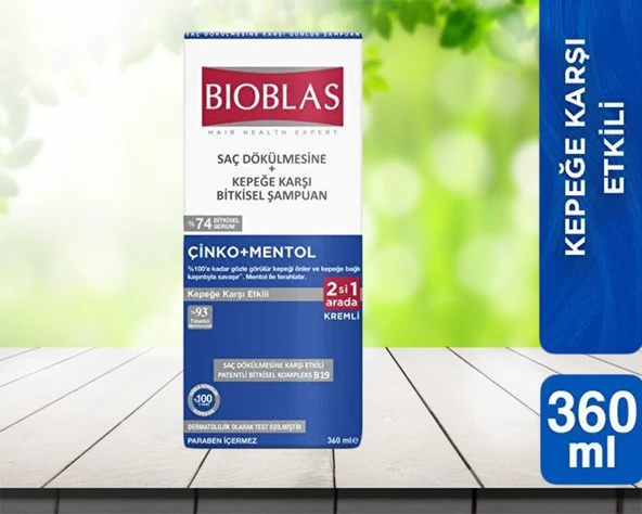 Bioblas 2 si 1 Arada Kepek Karşıtı Şampuan  Mentol Ferahlığı 360 ML 1 adet