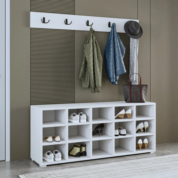 AY001 Talu Askılı Ayakkabılık, Çok Raflı Ayakkabılık Beyaz - 3