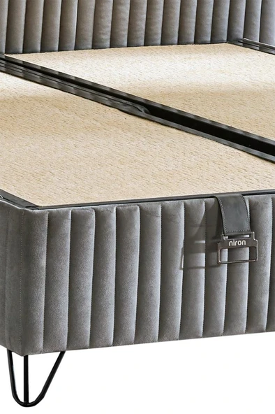 Niron Line Visco Lüks Baza ve Başlık Seti 160x200 cm Çift Kişilik Baza ve Başlık Takımı Koyu Gri Babyface - 6