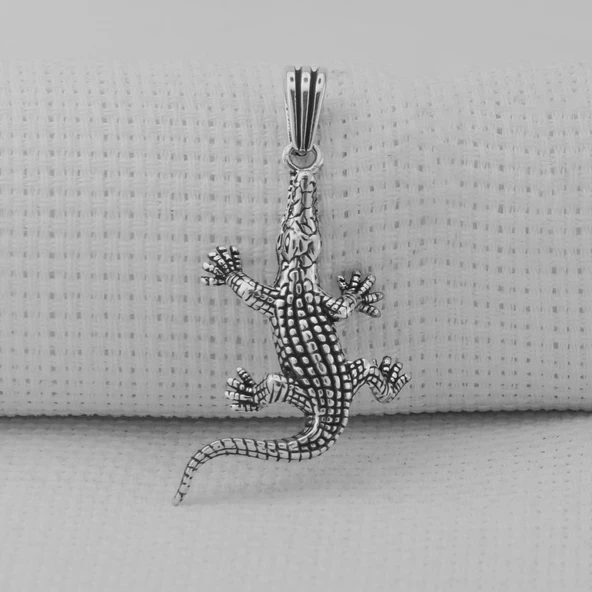 Timsah 925 Ayar Gümüş Kolye Ucu - Resim 2