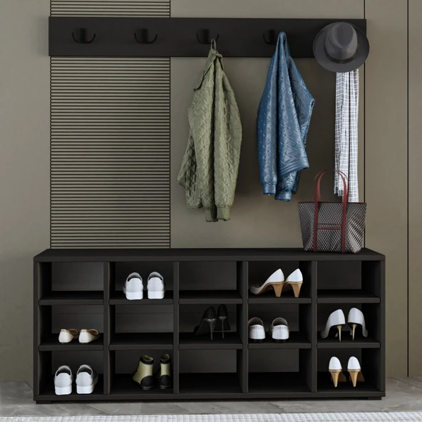AY001 Talu Askılı Ayakkabılık, Çok Raflı Ayakkabılık Antrasit