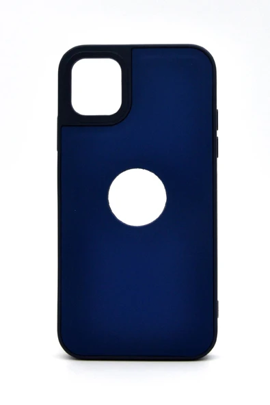 iPhone 13 Uyumlu Deri Görünümlü Sert Kapak Kılıf Lacivert ürün görseli