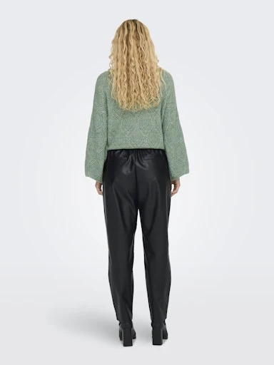 Only Kadın Onlymynte Faux Leather Pants Siyah Deri Pantolon 15341146S - 4