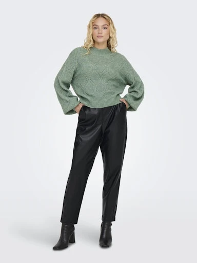Only Kadın Onlymynte Faux Leather Pants Siyah Deri Pantolon 15341146S - 5