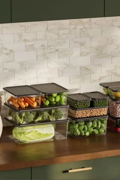 Flora 8'li Buzdolabı Düzenleyici Set, Buzluk Derin Dondurucu Buzdolabı Saklama Kabı 4x(1100,2200ml) - Resim 5