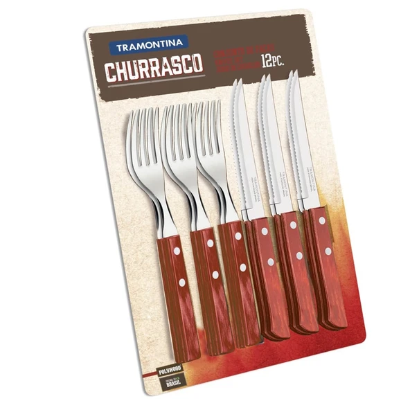 Tramontina Churrasco 21199/711 Çatal Bıçak Barbekü Seti (12li Blister)
