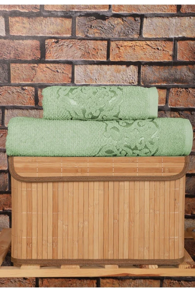 2 Parça Banyo Havlu Takımı %100 Pamuklu Şah Desen - 9