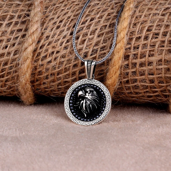 925 AYAR GÜMÜŞ MİKRO TAŞLI KARTAL MODEL KOLYE - Resim 2