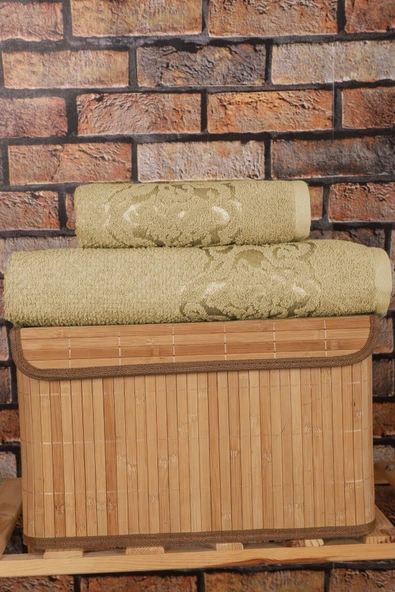 2 Parça Banyo Havlu Takımı %100 Pamuklu Şah Desen - 6