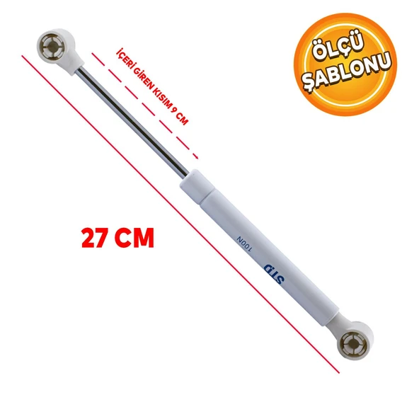 Kapak Dolap Amortisörü Gazlı Piston Hidroliği Beyaz (27 cm 100N) - 2