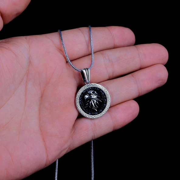 925 AYAR GÜMÜŞ MİKRO TAŞLI KARTAL MODEL KOLYE - Resim 3