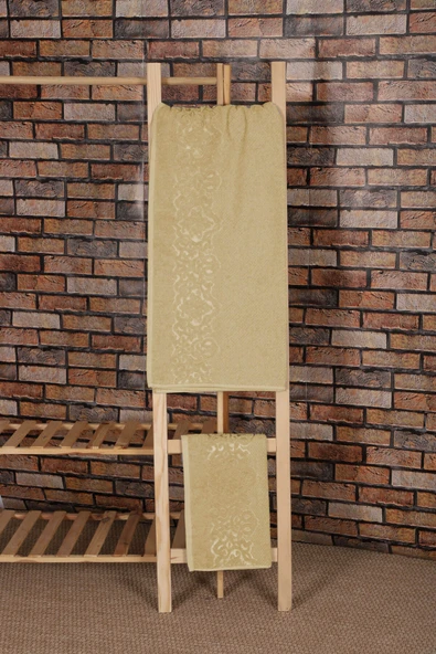 2 Parça Banyo Havlu Takımı %100 Pamuklu Şah Desen - 7