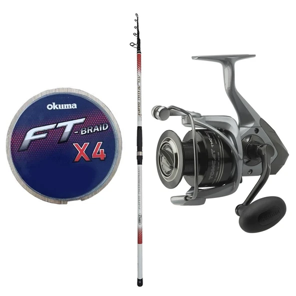 YekOutdoor Olta Seti Kendo Atlantic Surf 4.20m 100-250gr Olta Kamışı&Okuma ARIA-6000a 1BB Olta Makinesi