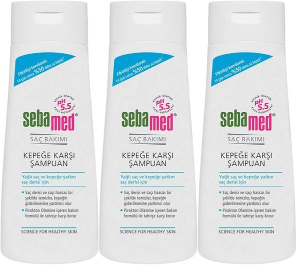 Sebamed Şampuan 400ML Kepeğe Karşı ve Yağlı Saç Tipleri için (3 Lü Set)