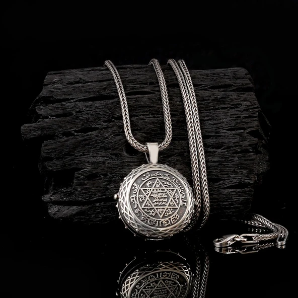 925 Ayar Gümüş Hz Süleyman Mührü Model Muska Kabı Kolye ürün görseli