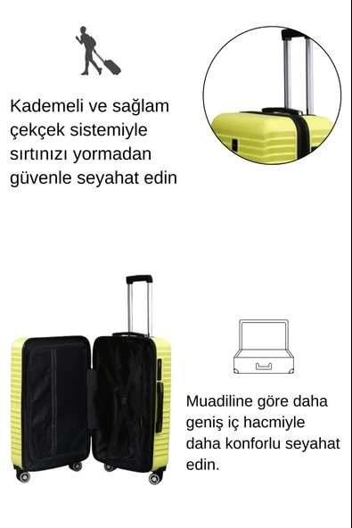 Kabin Boy %100 Polikarbon Valiz Sarı 1811 - Resim 4