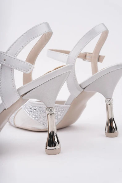 Muggo NAKO Sivri Burun Arkası Açık Klasik Topuklu Kadın Abiye Ayakkabı - 5