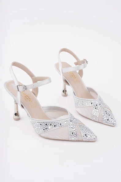 Muggo NAKO Sivri Burun Arkası Açık Klasik Topuklu Kadın Abiye Ayakkabı - 2