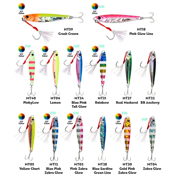 Fujin Jig-X 30gr Shore Jigging - Metal Jig Yem  MT24 Blue Pink Tail Glow ürün görseli