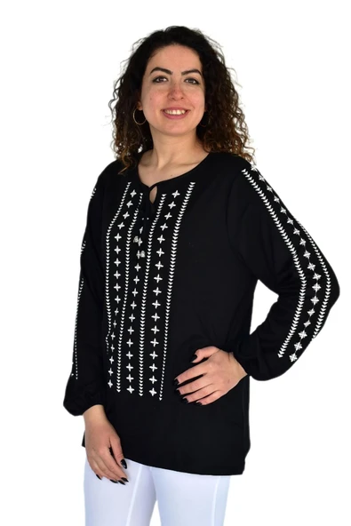 Kadın Ok Baskılı Desen Viscon Bluz BGL-ST04289 - Resim 5