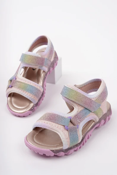 Muggo ELON Cırtlı ve Simli Günlük Kız Çocuk Sandalet - 5