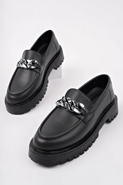 Muggo DAİLY Kalın Taban Tokalı Günlük Casual Makosen Kadın Loafer Ayakkabı - 2