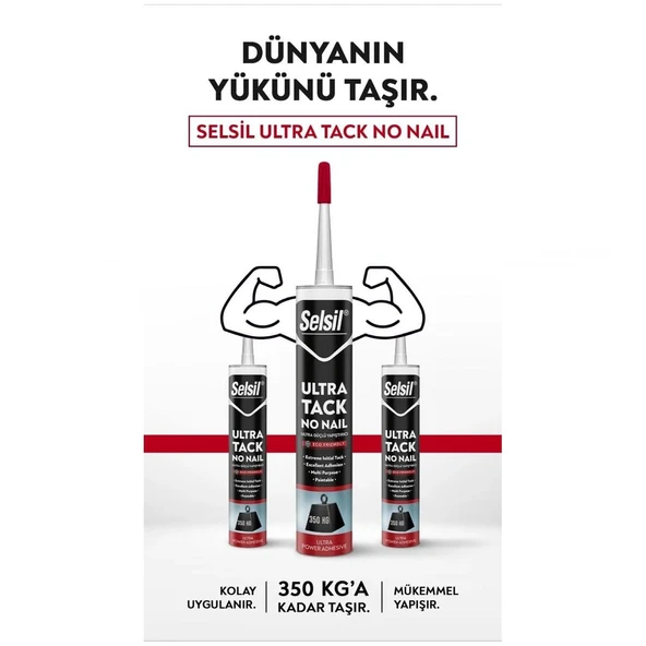 12 Adet Selsil Ultra Tack Montaj Yapıştırıcı Korniş Yapıştırıcısı 290 ml - 3