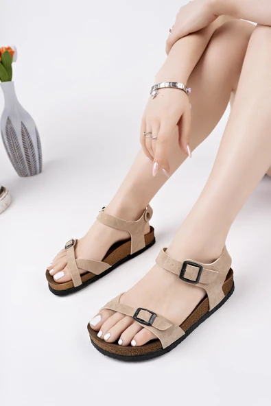 Muggo BLAUS Ayarlanabilir Kemerli Günlük Kadın Parmak Arası Sandalet - 6