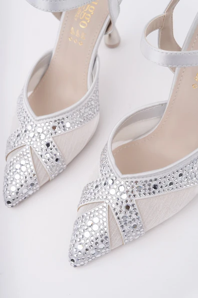 Muggo NAKO Sivri Burun Arkası Açık Klasik Topuklu Kadın Abiye Ayakkabı - 3