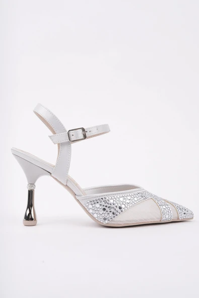 Muggo NAKO Sivri Burun Arkası Açık Klasik Topuklu Kadın Abiye Ayakkabı