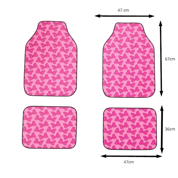 Oto Halı Paspas Universal 4 Parça Pembe Fiyonk Desenli - 4