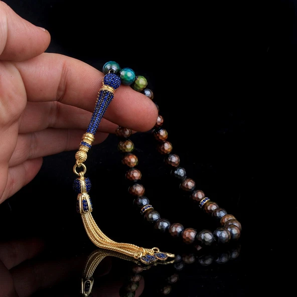 ZİRKON TAŞ GÜMÜŞ SET RENK DEĞİŞTİREN HİS TAŞI TESBİH - Resim 2