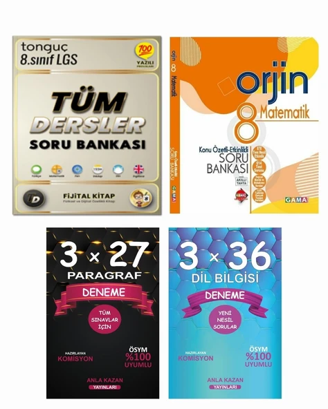 Anla Kazan Paragraf ve Dil Bilgisi Seti + Tonguç LGS Tüm Dersler Soru + Orjin LGS Matematik Soru - Resim 2
