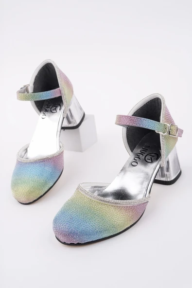 Muggo ELSE Bilekten Bağlamalı Simli Kız Çocuk Kısa Topuklu Ayakkabı - 5