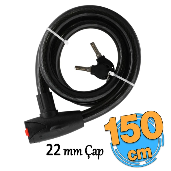 Motosiklet Kilidi Çap 22 mm Bisiklet Halat Zincir Çelik Kilit Hırsız Önlem Güvenlik 150 cm Kalın