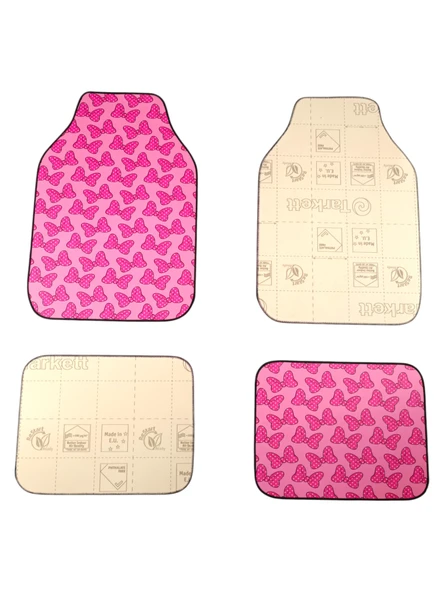 Oto Halı Paspas Universal 4 Parça Pembe Fiyonk Desenli - 5