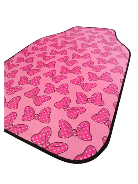 Oto Halı Paspas Universal 4 Parça Pembe Fiyonk Desenli - 2