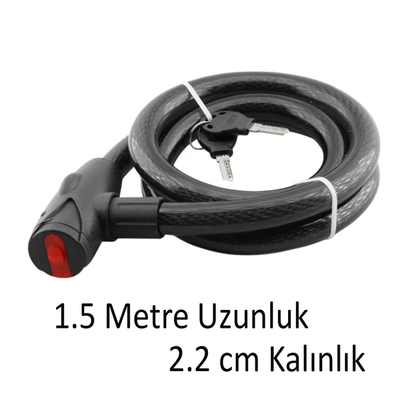 Motosiklet Kilidi Çap 22 mm Bisiklet Halat Zincir Çelik Kilit Hırsız Önlem Güvenlik 150 cm Kalın - 2