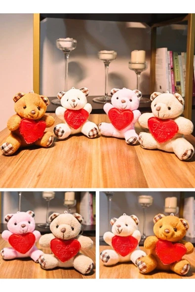 Sevgiliye Hediye Kalpli Love Yazılı 4 Adet Mini Lüx Ayıcık 11 CM x 9 CM Kalpli Love Yazılı Ayıcık - 2