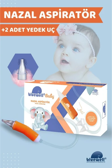BLUEWELL ORTHOPEDICS PRODUCTS Nazal Burun Aspiratörü +2 Adet Aspiratör Yedek Uç Bebek Burun Temizleyici