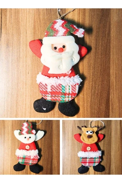 Peluş Aksesuar Çam Ağacı Süsü 3 Adet Tekstil Örme Orta Boy 17  x 11 CM Yılbaşı Çam Ağacı Süsü Peluş - 2