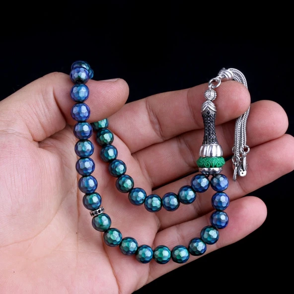 ZİRKON TAŞ GÜMÜŞ SET RENK DEĞİŞTİREN HİS TAŞI TESBİH - Resim 3