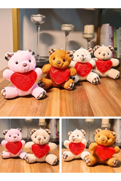 Sevgiliye Hediye Kalpli Love Yazılı 4 Adet Mini Lüx Ayıcık 11 CM x 9 CM Kalpli Love Yazılı Ayıcık - 5
