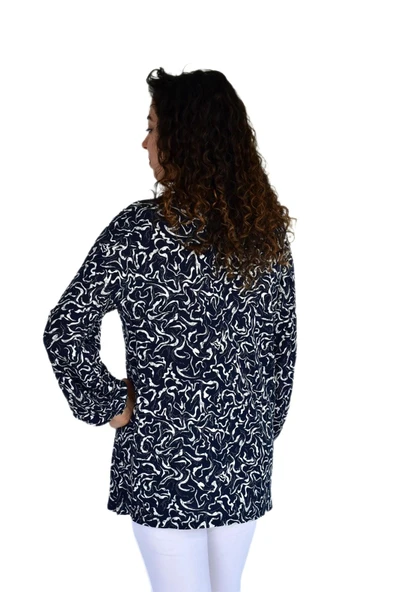 Kadın Ebruli Desen Baskılı Viscon Bluz BGL-ST04284 - 5